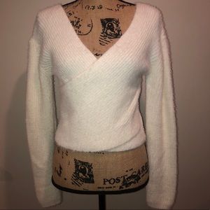 Fuzzy wraparound sweater